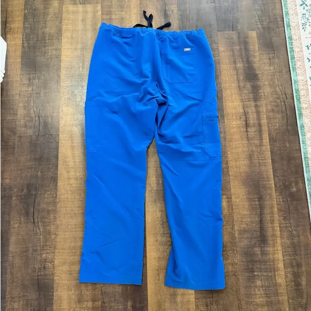 FIGS Cairo Cargo Scrub Pants Blue Technical Collection Zip Fly Size XXL